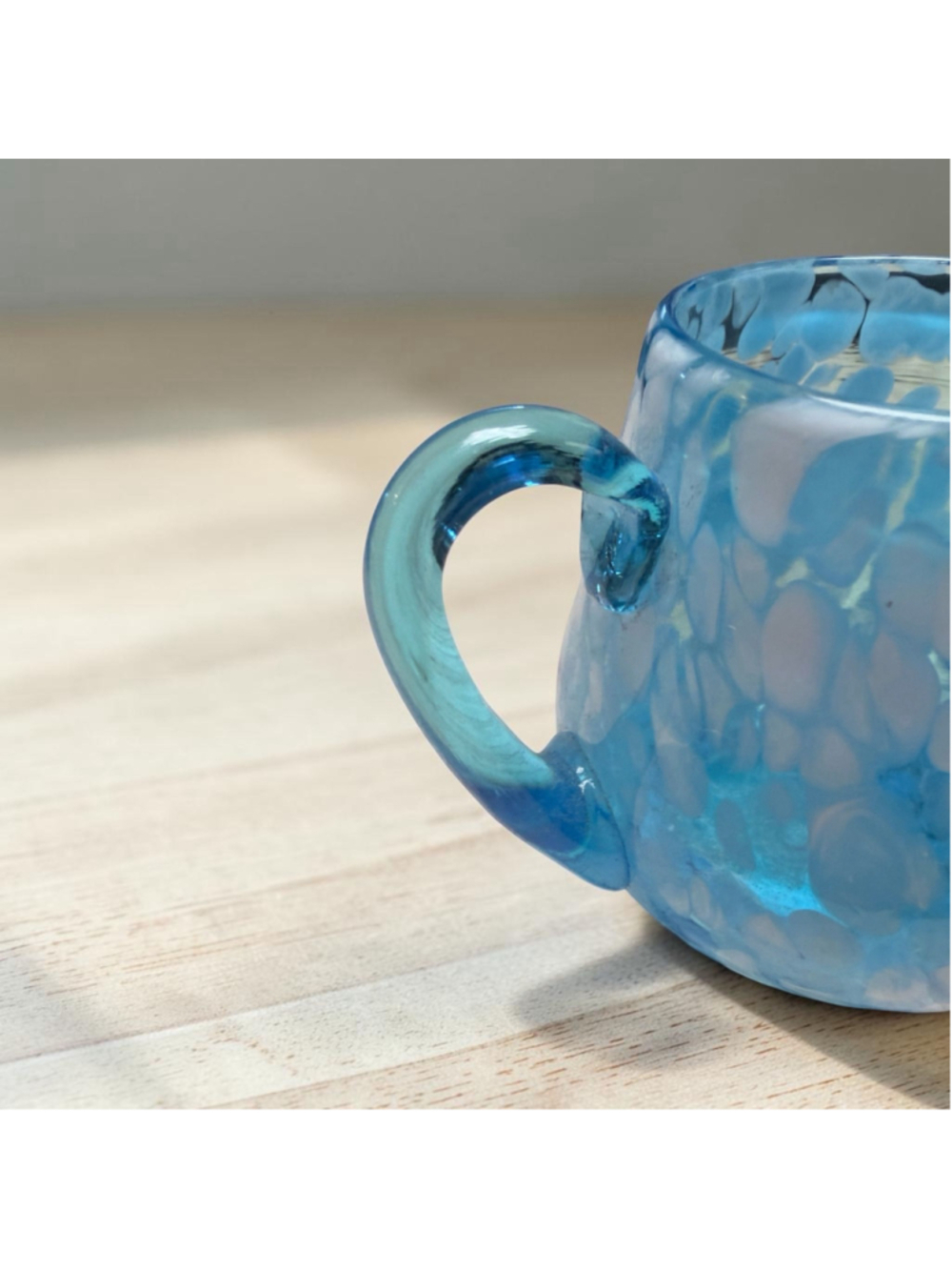 Hand Blown Aqua Blue Art Glass Creamer & Sugar Bowl Set | Studio Glass | Coastal - Picture 7 of 7